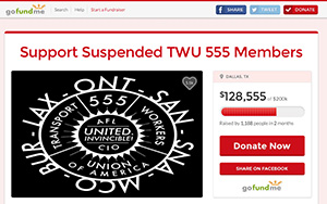 TWU's Go Fund Me page for Local 555